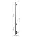 POSTE DERECHO INOX F.LATERAL CON 2 PINZAS